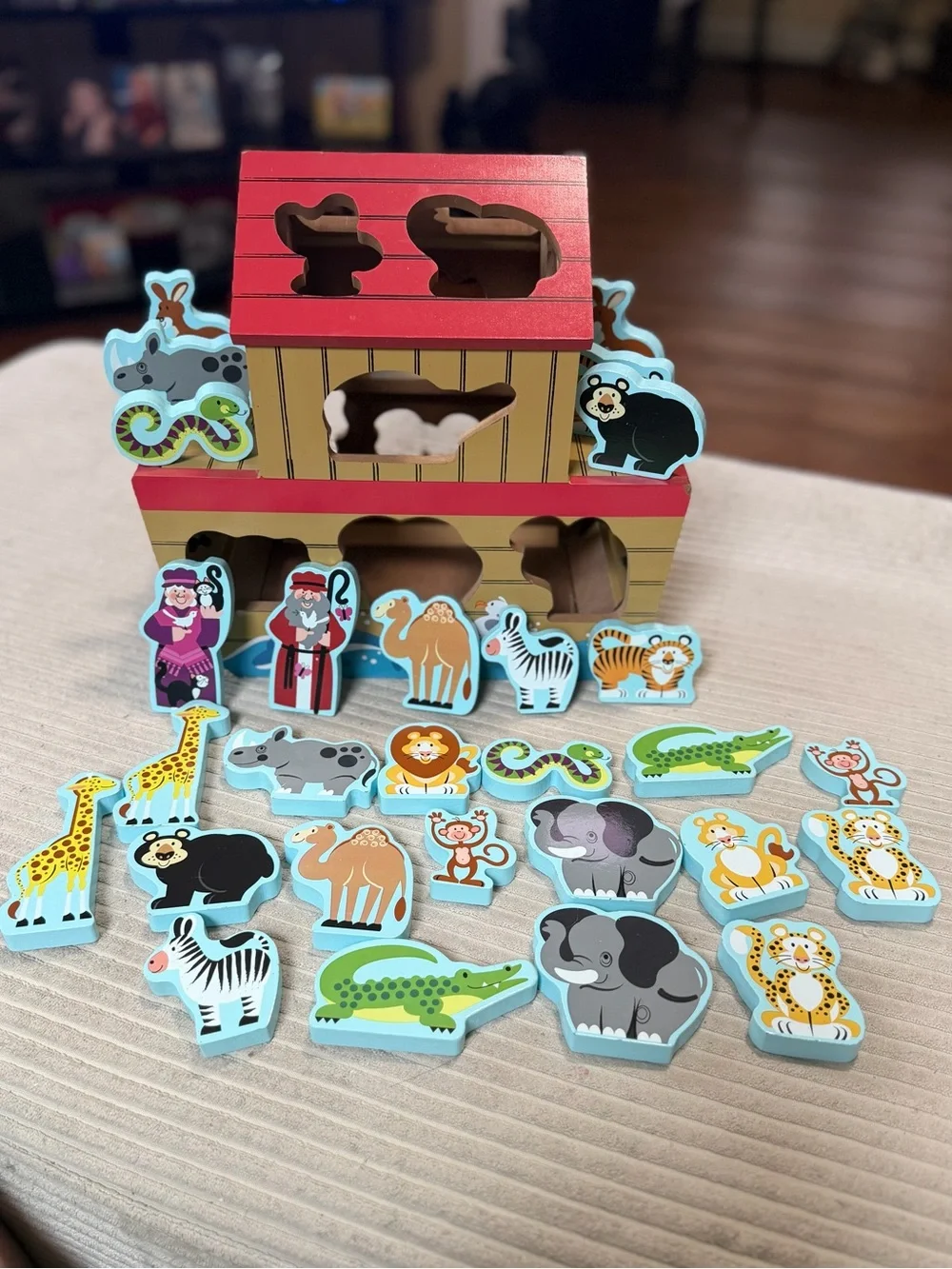 Melissa & Doug Wooden Noah's Ark Shape Sorter - Red, Yellow, Blue, Green